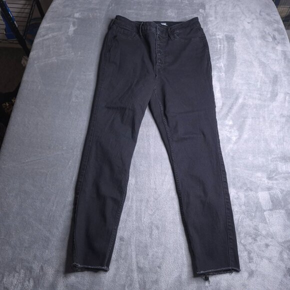 Old Navy Womens Rockstar High Rise Super Skinny Jeans 12 Black Stretch Raw Hem - Picture 4 of 8